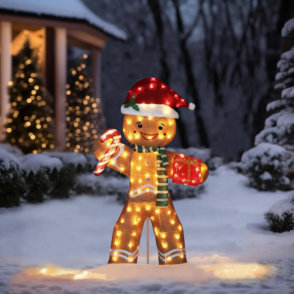 5FT Lighted Nutcracker with Candy Cane for Christmas Decoration, 3D Pre-Lit Iridescent Soldier Xmas Decor with 100 Warm White Lights, Glittered Standing Holiday Display for Outdoor, Indoor