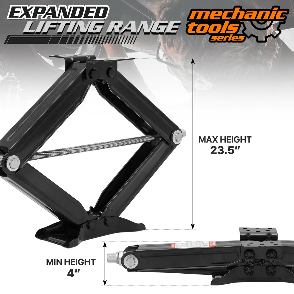 M-AUTO 2-Piece 2.5 Ton Scissor Jack, 5000lbs Heavy Duty Car Jack Lift Kit with Handle, RV Trailer Stabilizer Leveling Scissor Jacks Set, Black