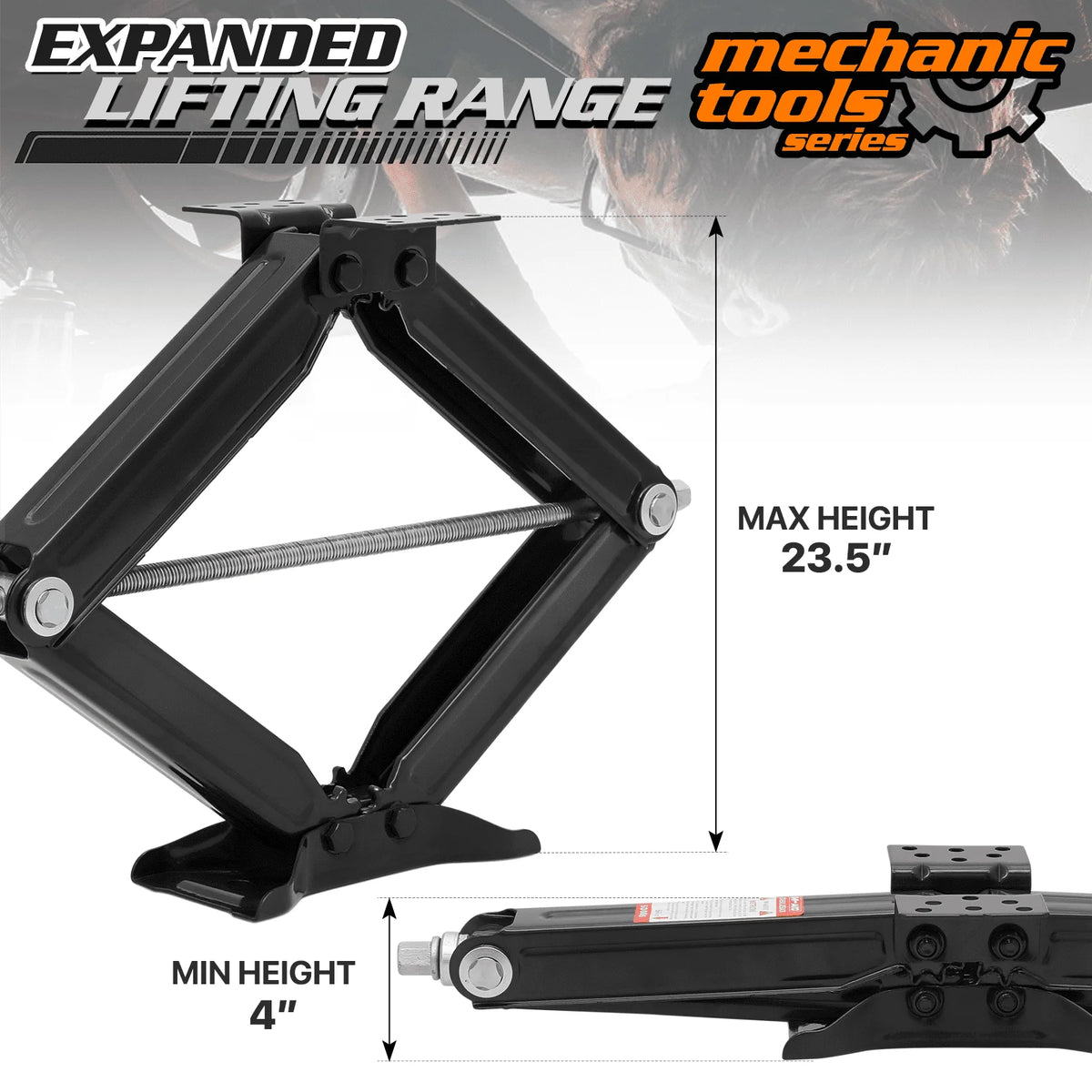 M-AUTO 2-Piece 2.5 Ton Scissor Jack, 5000lbs Heavy Duty Car Jack Lift Kit with Handle, RV Trailer Stabilizer Leveling Scissor Jacks Set, Black