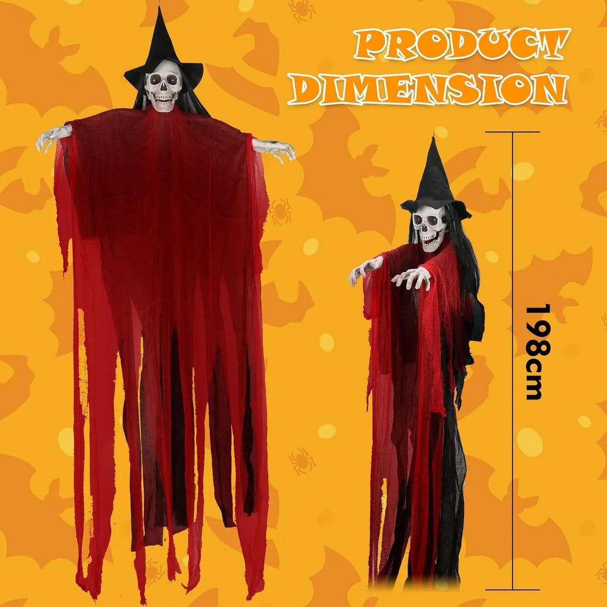 Halloween Decorations Outdoor - 78â?Moving Life-Size Skeleton Witch White