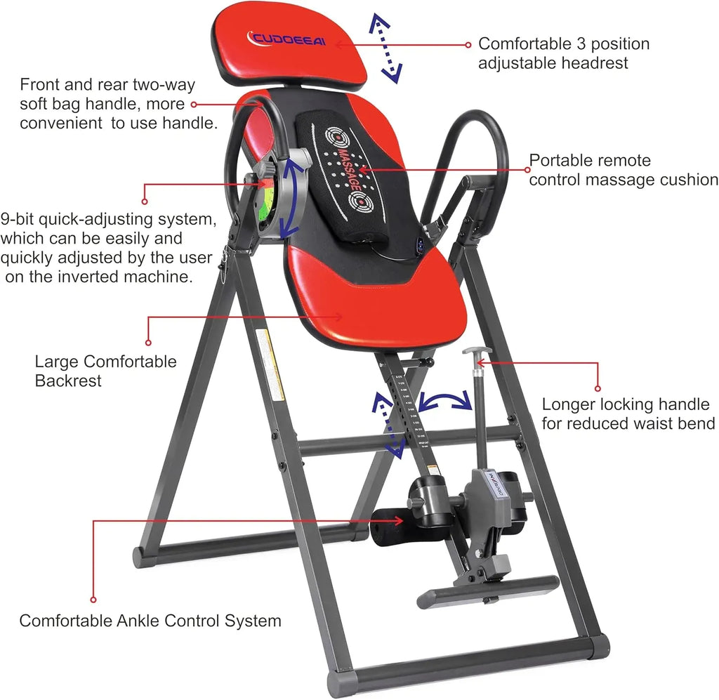 Model 1 Massage Inversion Table,Folding Heavy Duty and 300 lb Weight Capacity,Inversion Table for Back Pain Relief
