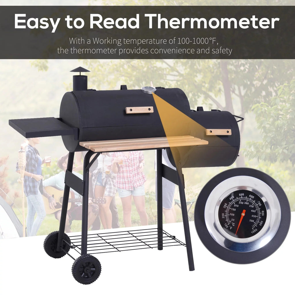Outsunny 48 Steel Portable Backyard Charcoal BBQ Grill and Offset Smoker Combo