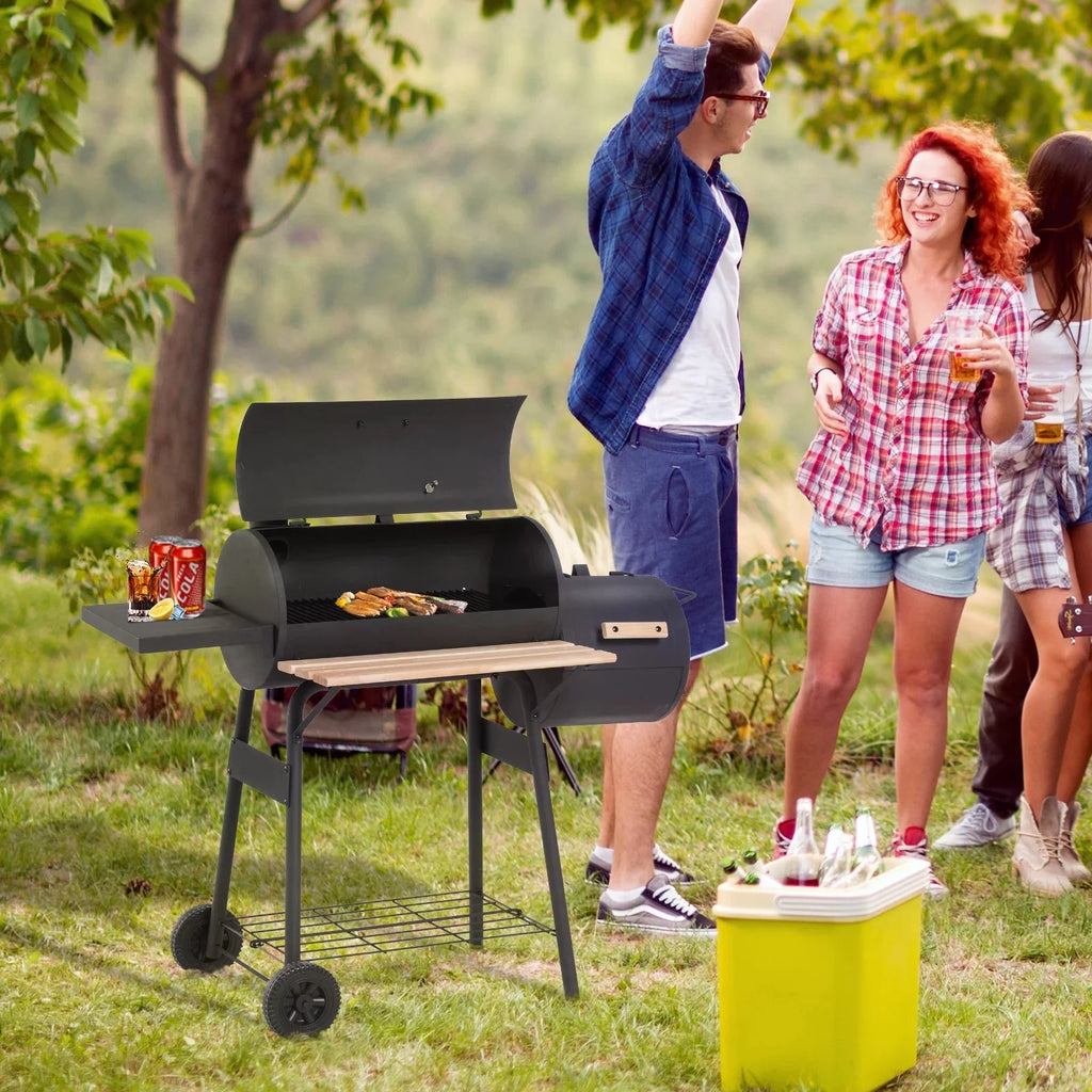 Outsunny 48 Steel Portable Backyard Charcoal BBQ Grill and Offset Smoker Combo