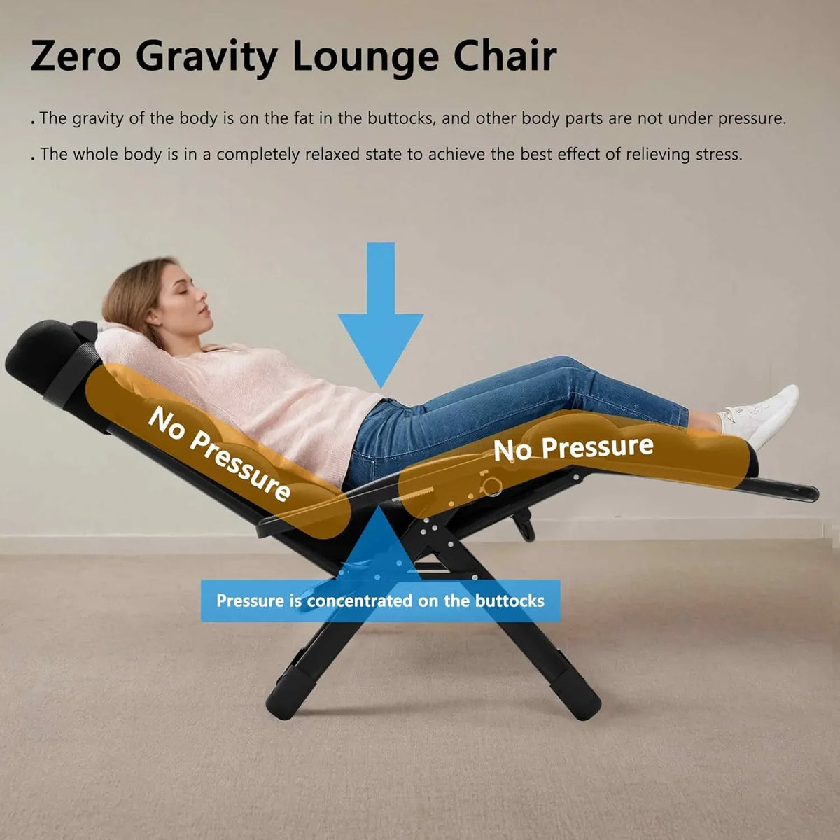 Seeutek Zero Gravity Lounge Chair, Anti Gravity Lounger Removable Extra Thick Cushion, Upgraded Lock and Cup Holder, Folding Outdoor Reclining Chairs Recliner for Lawn Patio, Camping, Indoor - Black