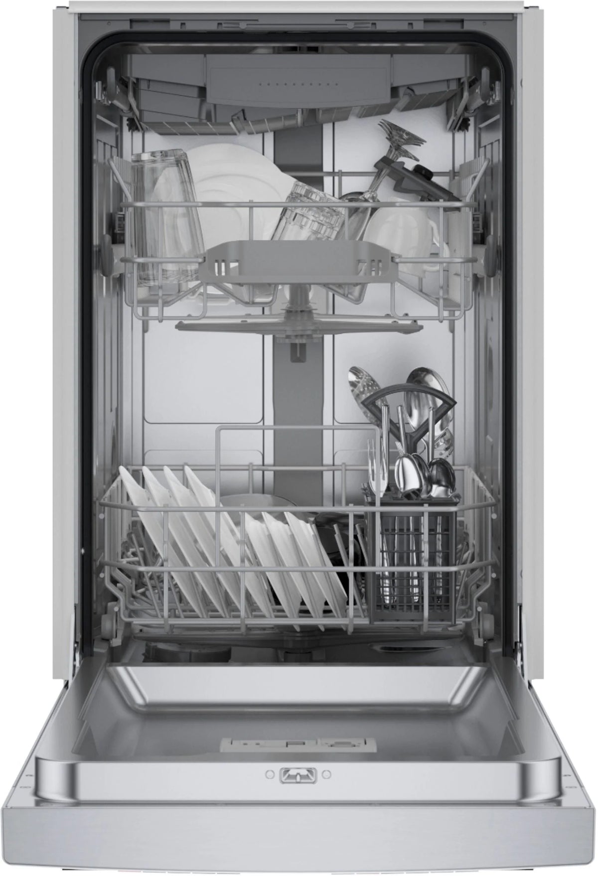 Bosch - 300 Series 18 Front Control Smart Built-In Dishwasher with 3rd Rack and 46 dBA - Silver