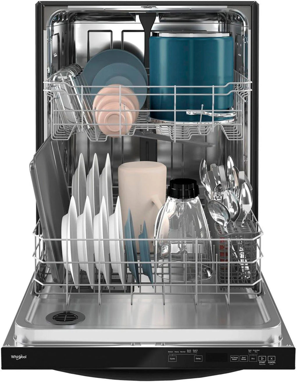 Whirlpool - 24 Top Control Built-In Dishwasher with Stainless Steel Tub, Large Capacity with Tall Top Rack, 50 dBA - Black
