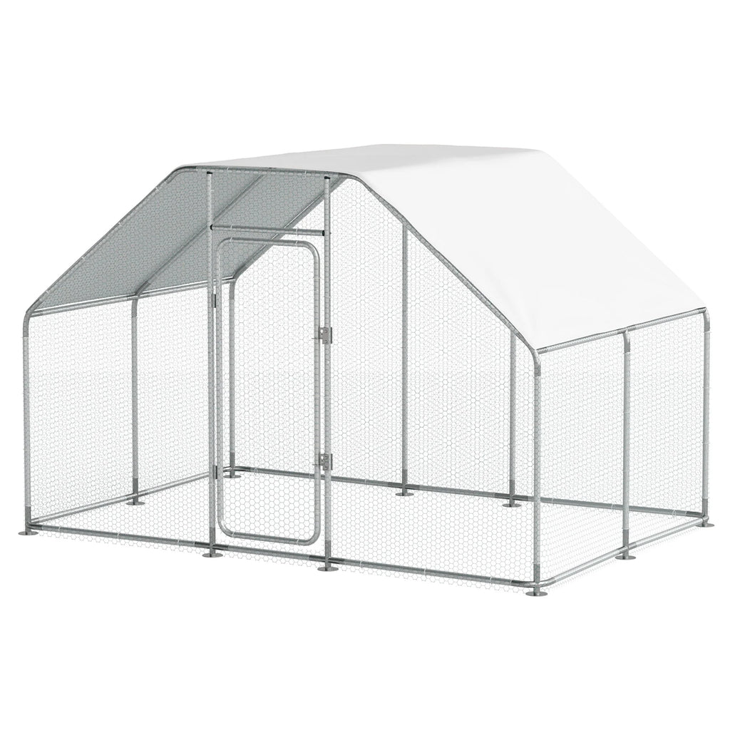 Large Metal Chicken Coop for 16 Chickens Walk-in Poultry Cage Hen Run House Rabbits Habitat Cage Spire Shaped Coop with Anti-Ultraviolet and Waterproof Cover for Outdoor Backyard Farm Use