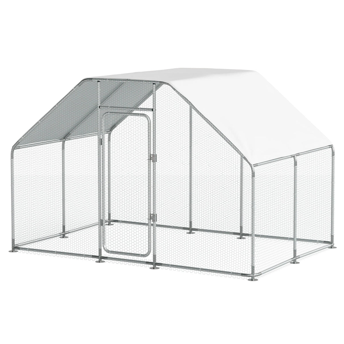 Large Metal Chicken Coop for 16 Chickens Walk-in Poultry Cage Hen Run House Rabbits Habitat Cage Spire Shaped Coop with Anti-Ultraviolet and Waterproof Cover for Outdoor Backyard Farm Use