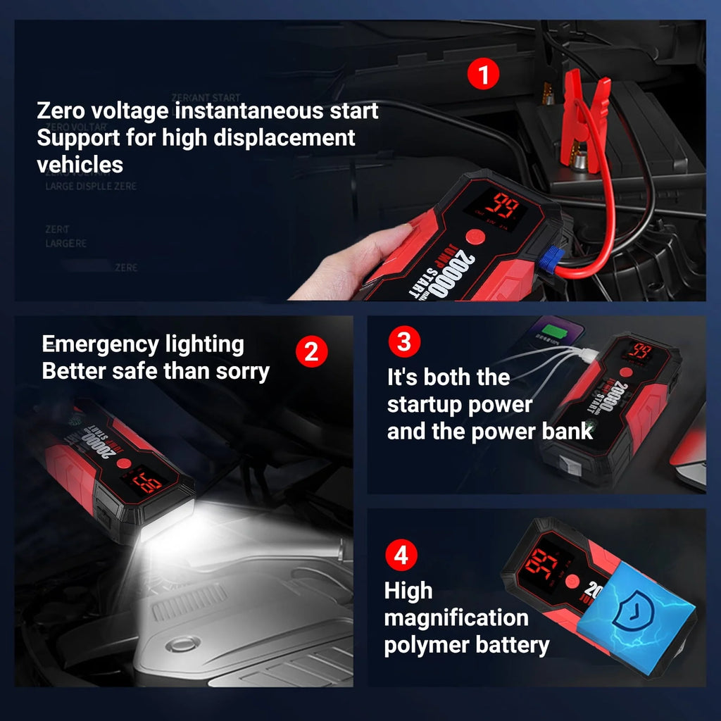 Lepmerk Emergency supply, Supply Portable 12v Auto PortableBank 12v Auto BatteryBank Portable Supply Car Jump Peak Current 20000 600a Peak Current Auto PortableDn13