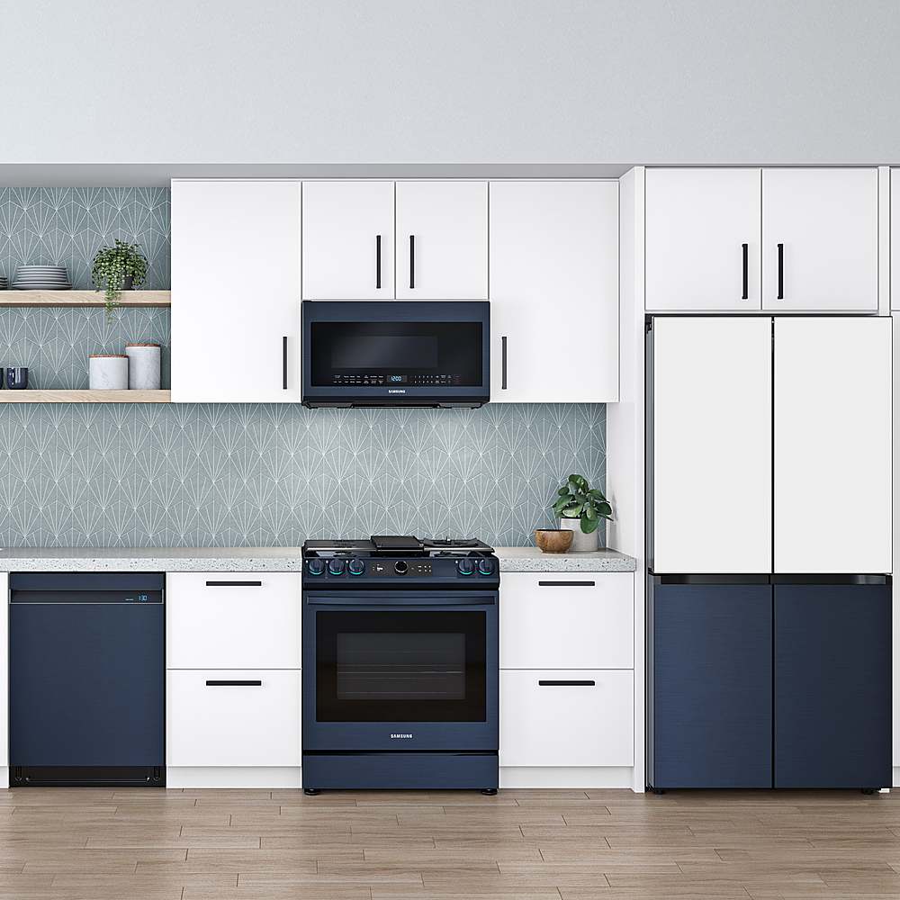 Samsung - Smart BESPOKE Linear Wash 39dBA Dishwasher - Navy steel