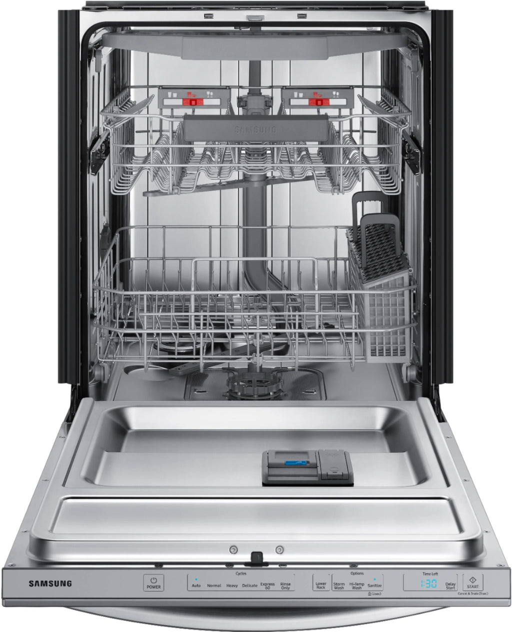 Samsung - StormWash 24 Top Control Built-In Dishwasher with AutoRelease Dry, 3rd Rack, 42 dBA - Stainless steel