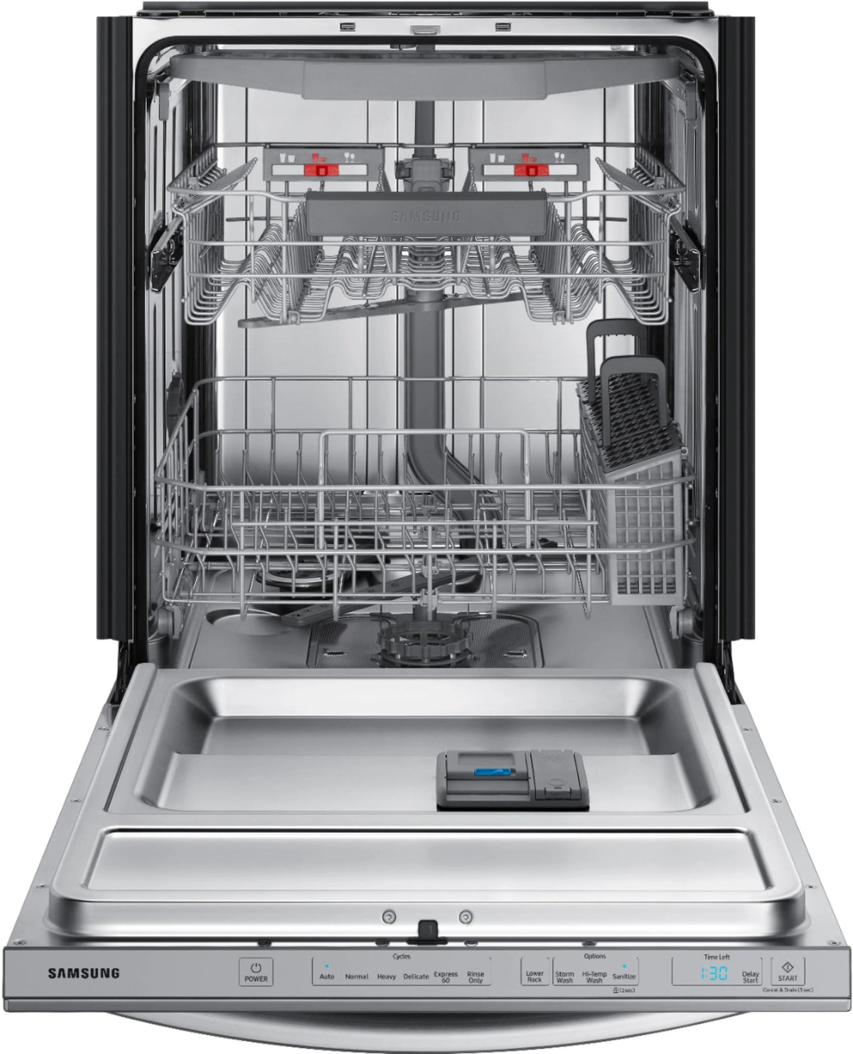 Samsung - StormWash 24 Top Control Built-In Dishwasher with AutoRelease Dry, 3rd Rack, 42 dBA - Stainless steel