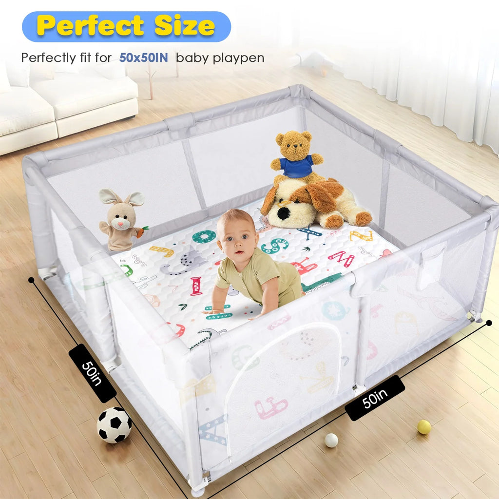 1Pc 71x59IN Or 50X50IN Baby Play Mat Non-Slip Baby Crawling Mat Foldable Playpen Mat Machine Washable For Newborns Infants Babies Toddlers