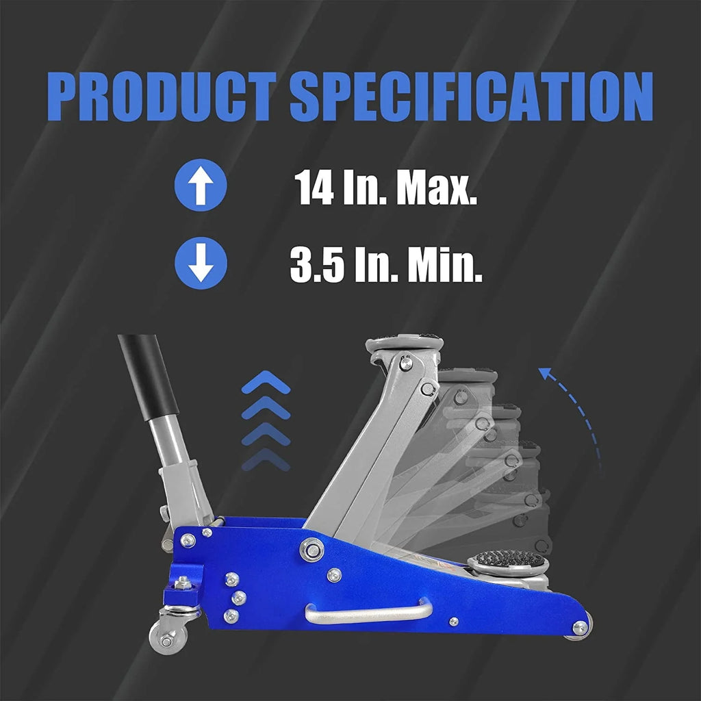 Big Red 1.5 Ton Floor Jack Aluminum and Steel Hydraulic Low Profile Car Jack Quick Lift,Blue,W815LR