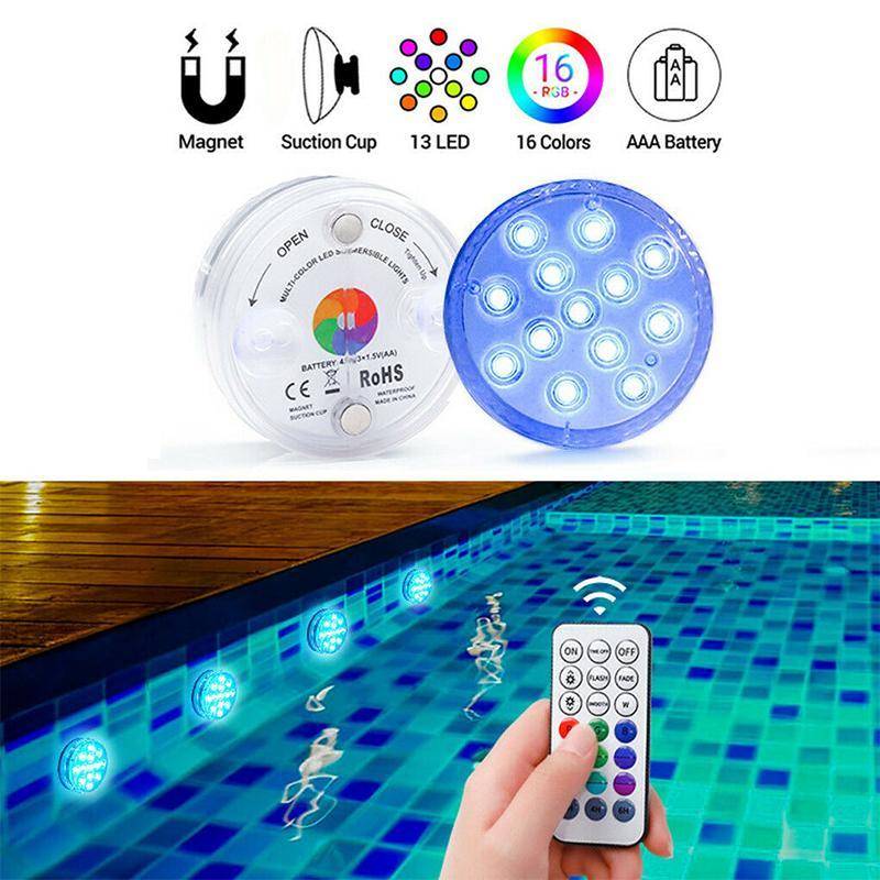 Color Changing Submersible Pool Light with 12-Color Remote and Automatic   Modes