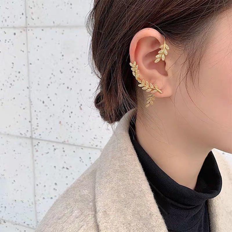 Clip on Earrings with Adjustable Tension and Cubic Zirconia Accents, Butterfly Leaf Star