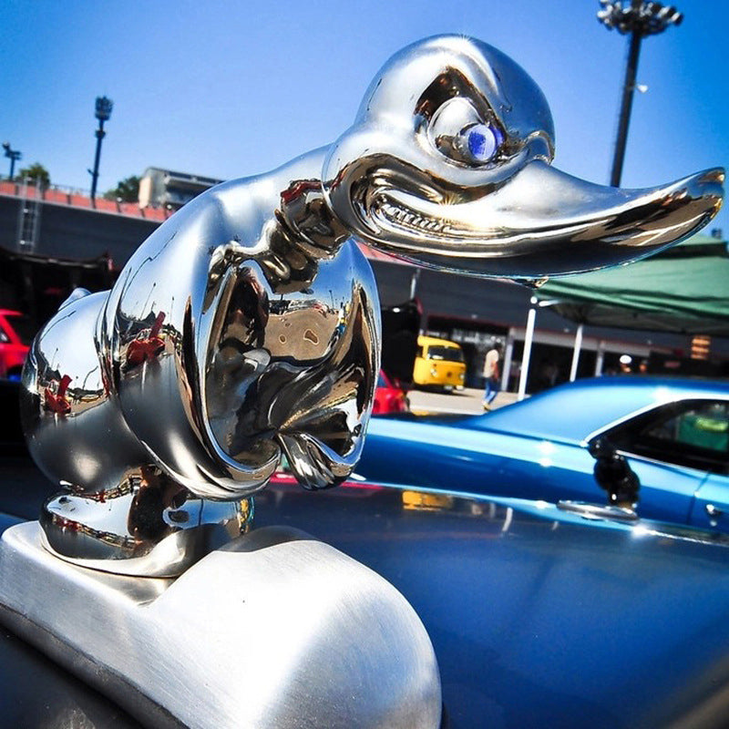 Duck Radiator Emblem with Chrome Plating and Pin Mounting, 6x4  Inches