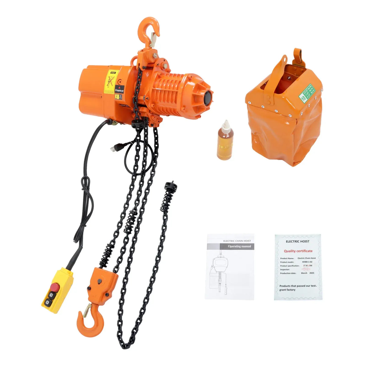 1 Ton Electric Chain Hoist w/ 10FT Double Chain Lifting 110V G80 2200LBS