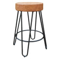 Verona Cognac Faux Leather Backless Counter Stool with Metal Base