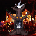 9 FT Halloween Inflatable Animated Dead Tree Outdoor Decorations Blow Up Yard Scary Tree and White Ghost with Built-in LEDs for Outdoor Garden Lawn Party Decor (Tree Ghost)