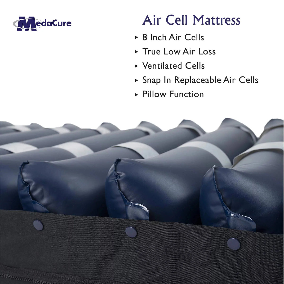 Medacure Alternating Pressure Air Mattress for Hospital Beds with Quilted Nylon Cover - 80 x 36 x 8 (Twin) - Pump Included
