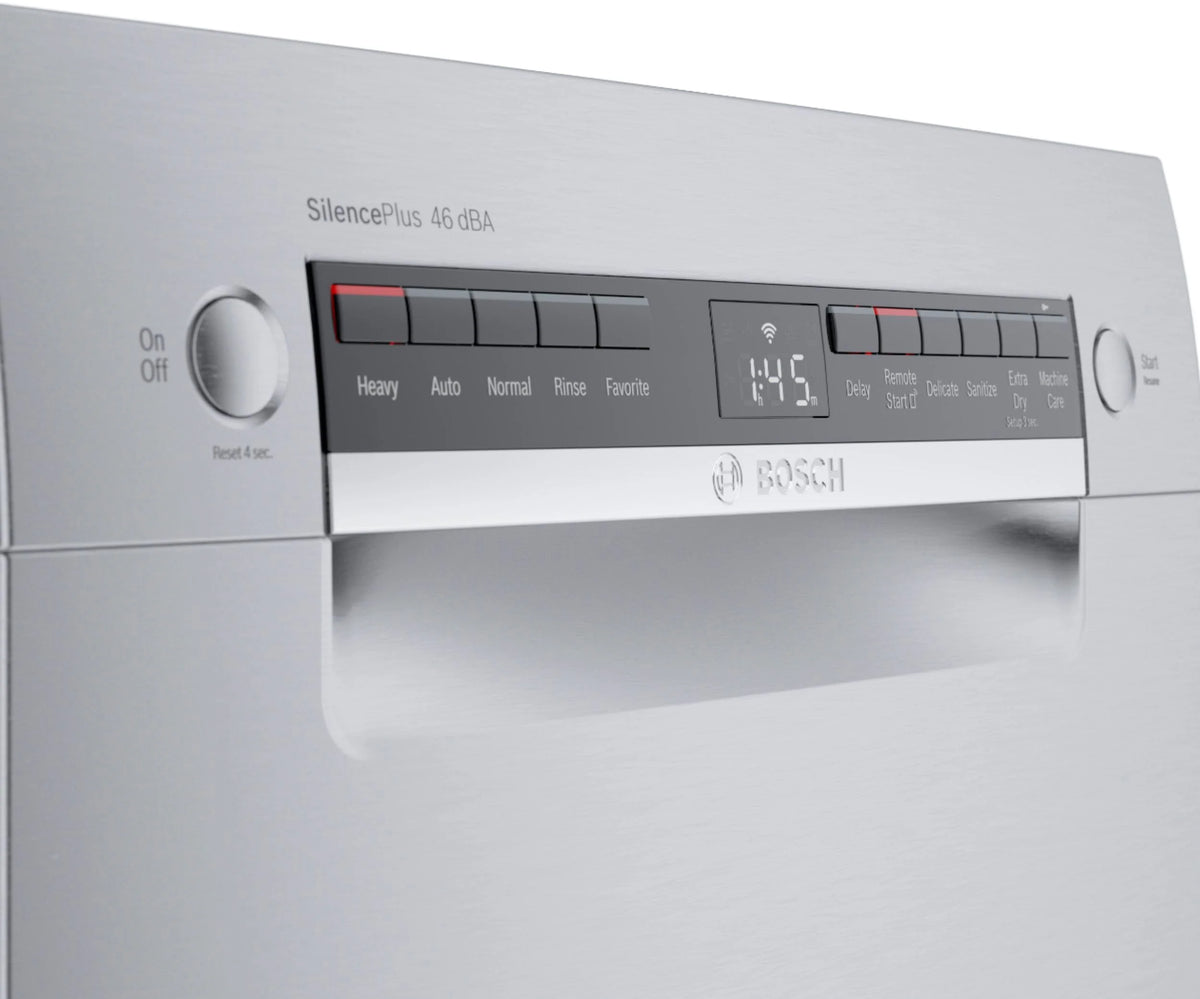 Bosch - 300 Series 18 Front Control Smart Built-In Dishwasher with 3rd Rack and 46 dBA - Silver