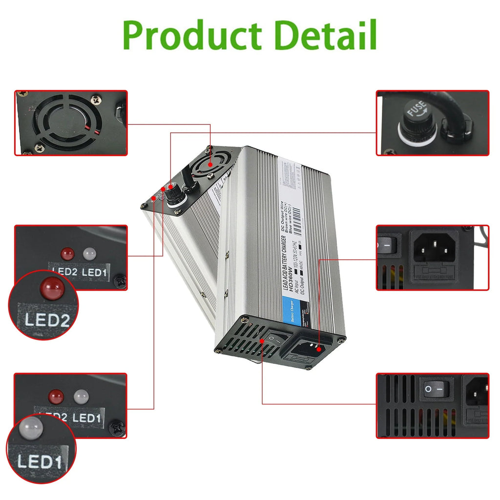 48V 6A Golf Cart Battery Charger Replacement for Club Car Golf Cart Scooters Snap Head 3Pin Plug