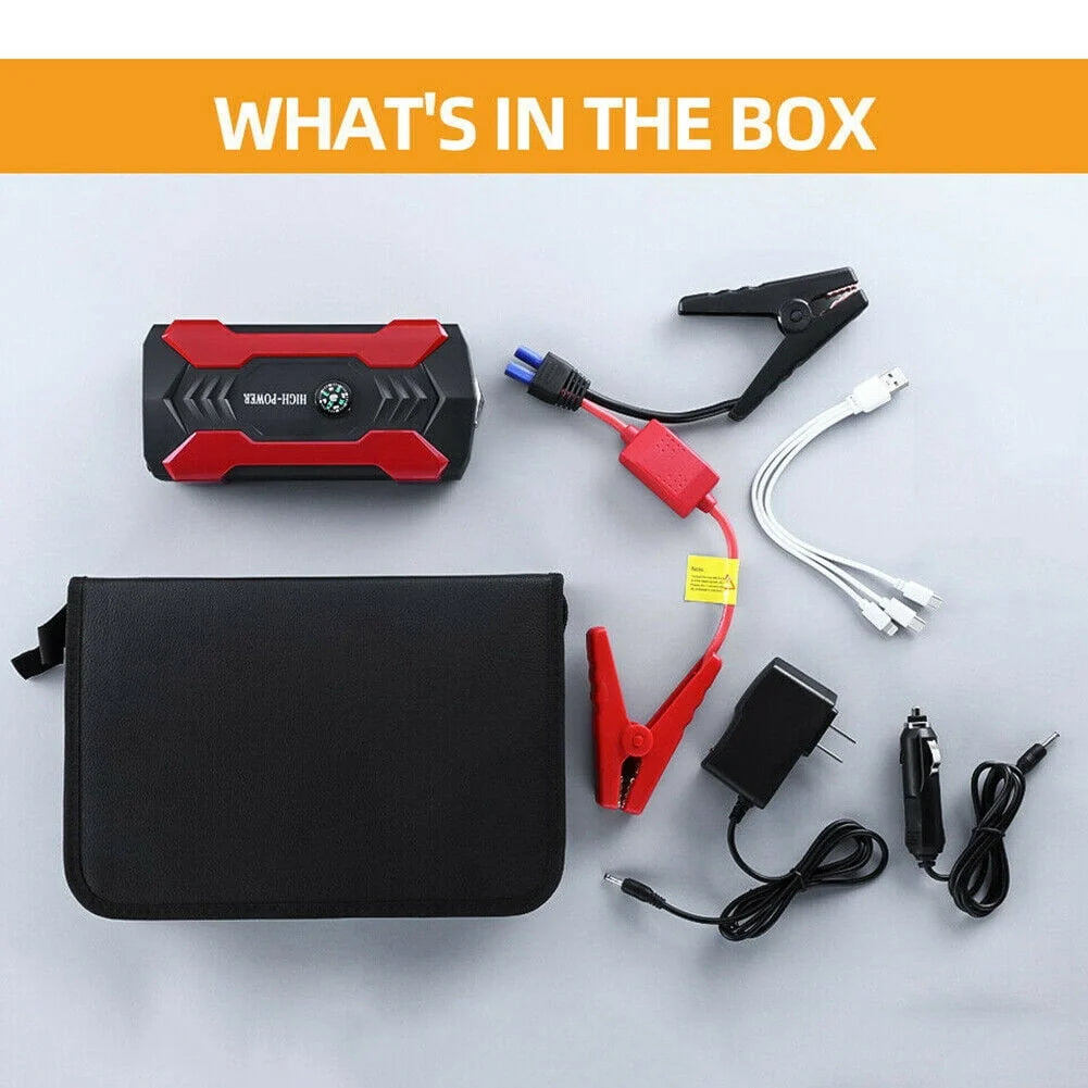 Car Jump Starter, 600A Peak 99800mAh Portable Mini Slim Charger Power Bank (up to 12V 6.0L Gasoline Vehicles & 12V 3.0L Diesel Car) LED Flash Light Battery Booster