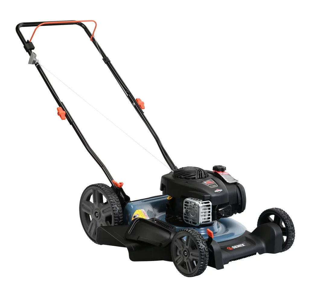 SENIX 21In Gas Lawn Mower, 125cc 4-Cycle Briggs & Stratton Engine, 2-In-1 Push Lawnmower, 6 Height Adjustment with 11In Rear Wheels, LSPG-M4