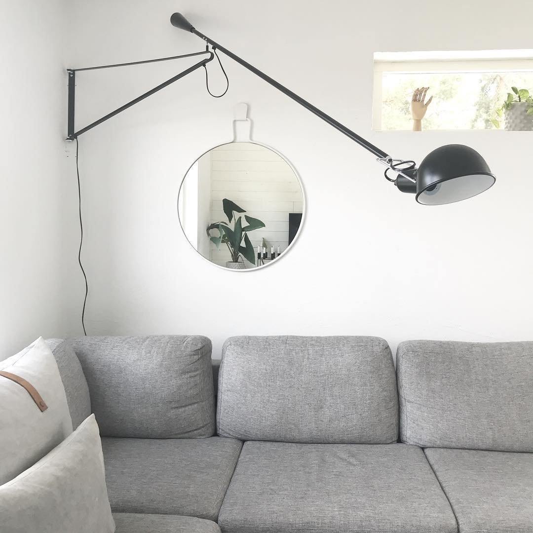 Adjustable Wall Lamp with Swinging Arm and Cast Iron Counterweight, 80.7  inches