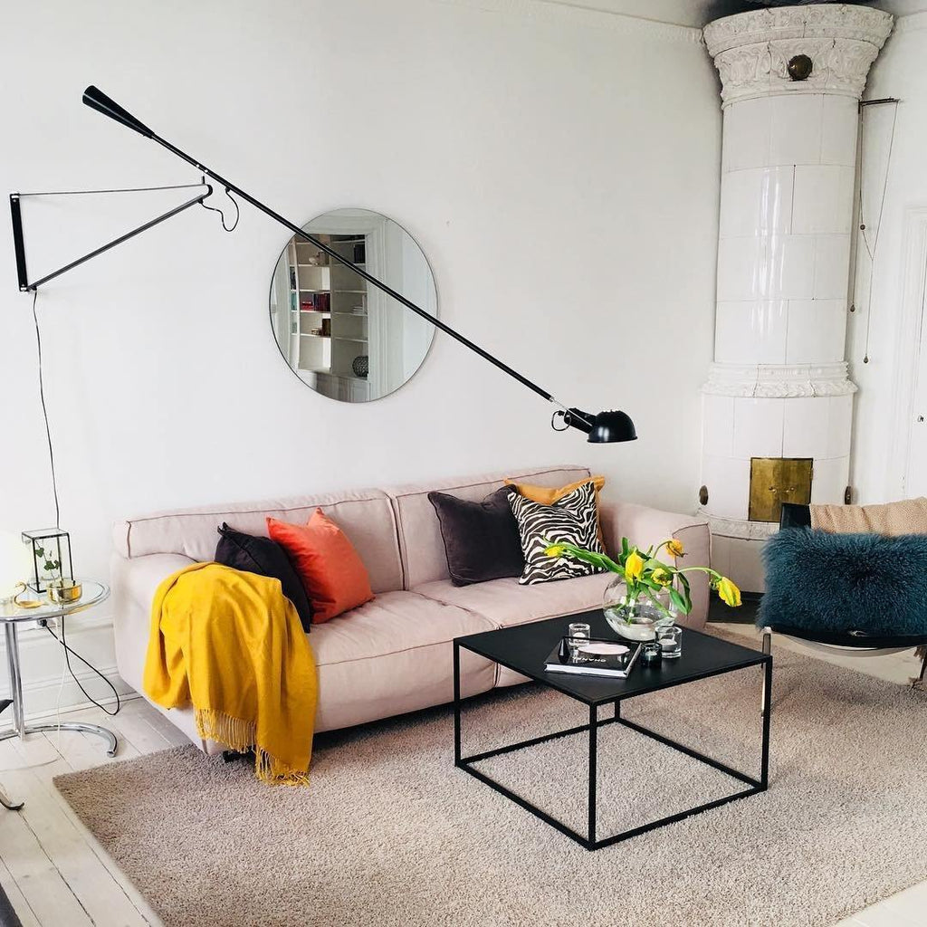 Adjustable Wall Lamp with Swinging Arm and Cast Iron Counterweight, 80.7  inches