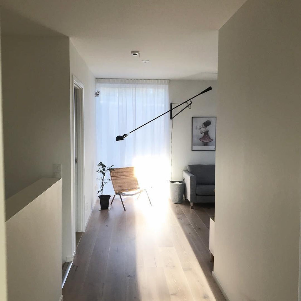 Adjustable Wall Lamp with Swinging Arm and Cast Iron Counterweight, 80.7  inches