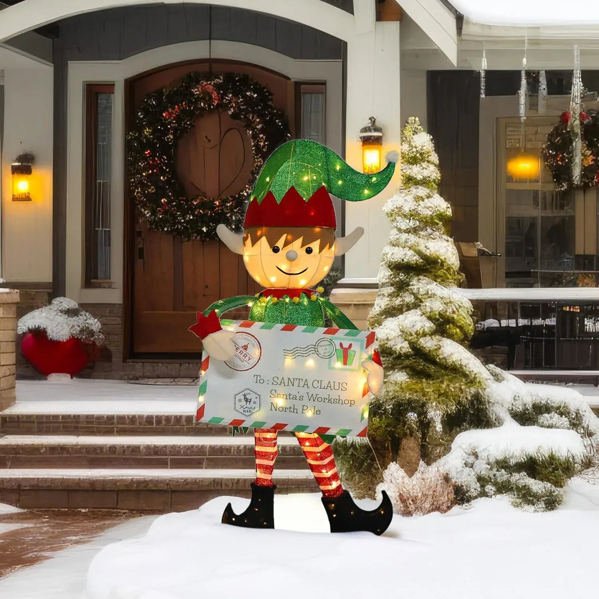 5FT Lighted Nutcracker with Candy Cane for Christmas Decoration, 3D Pre-Lit Iridescent Soldier Xmas Decor with 100 Warm White Lights, Glittered Standing Holiday Display for Outdoor, Indoor