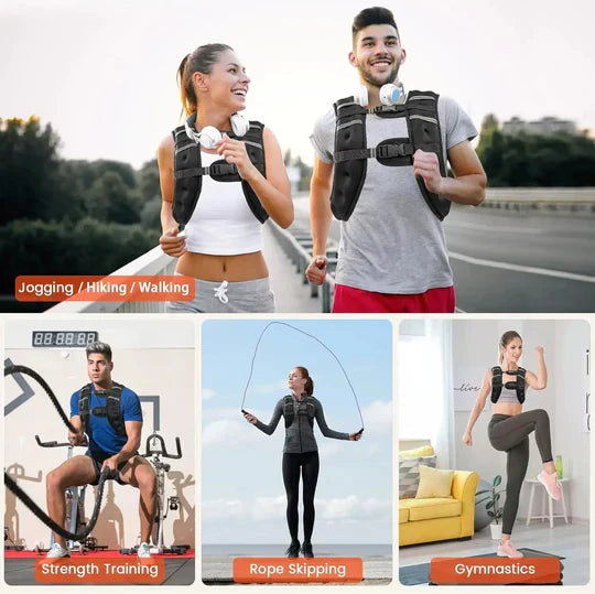 Adjustable Weighted Training Vest with Reflective Stripes