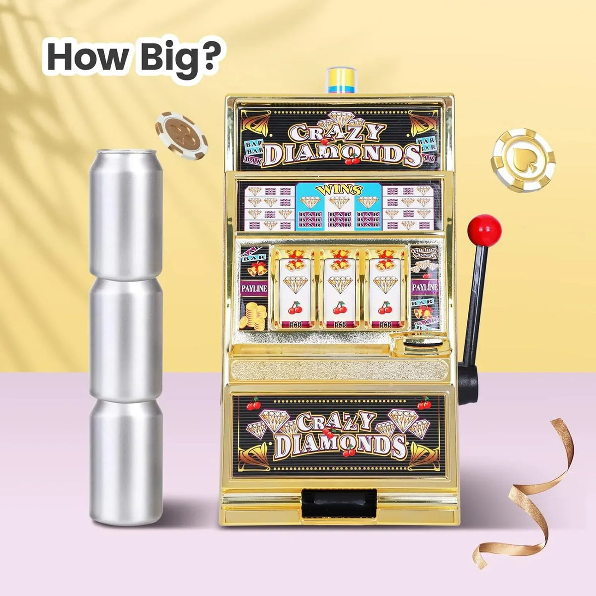 | Jumbo Slot Machine Plus 50 Metal Gaming Coin Tokens - for Adults and Awesome Casino Party Decoration