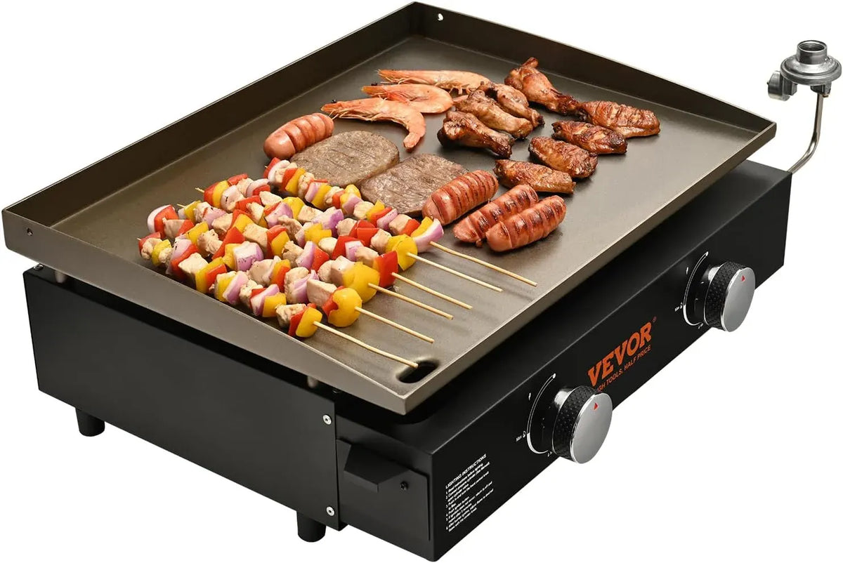 Propane Griddle on Cart, 36 Heavy Duty Manual Flat Top Griddle, Outdoor Cooking Station with Side Shelves, Steel Natural Gas Griddle, 4-Burners Restaurant Portable Grill - 60,000 BTU