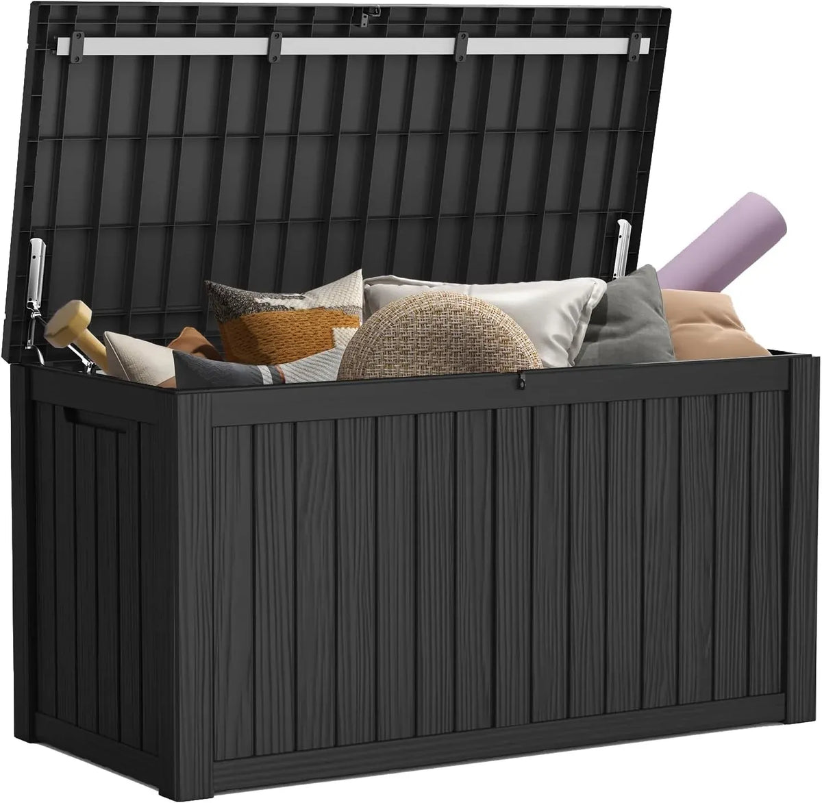 Mars Villa 180 Gallon Outdoor Storage Box Waterproof, Extra Large Resin Deck Box, Outside Storage Bin for Patio Furniture Cushions, Pool Supplies, Sports Gear, UV Resistant and Weatherproof, Black