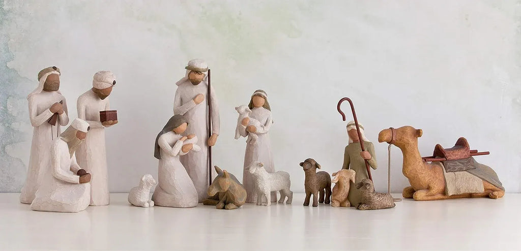 Willow Tree The Three Wisemen, Follow a Star to Find the Light of the World, Set of Walking, Bowing, Kneeling Figures Carrying Gifts for Holy Family, Sculpted Hand-Painted Figures for Classic Nativity