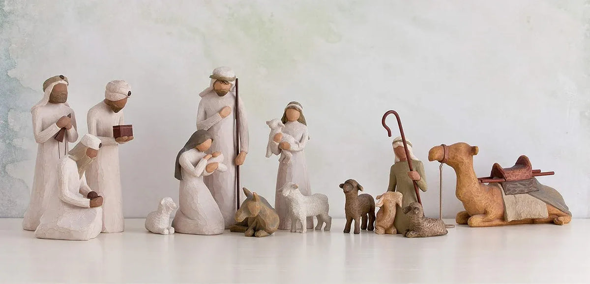 Willow Tree The Three Wisemen, Follow a Star to Find the Light of the World, Set of Walking, Bowing, Kneeling Figures Carrying Gifts for Holy Family, Sculpted Hand-Painted Figures for Classic Nativity