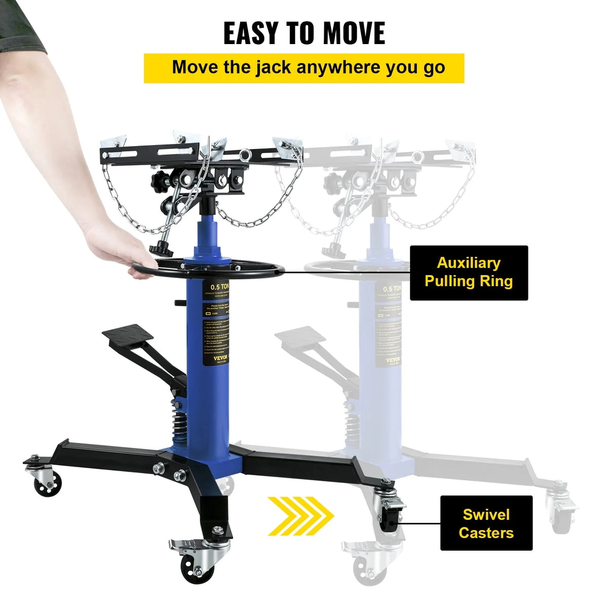 VEVOR Transmission Jack 1100 lbs 2-Stage Hydraulic High Lift Vertical Telescopic,Blue