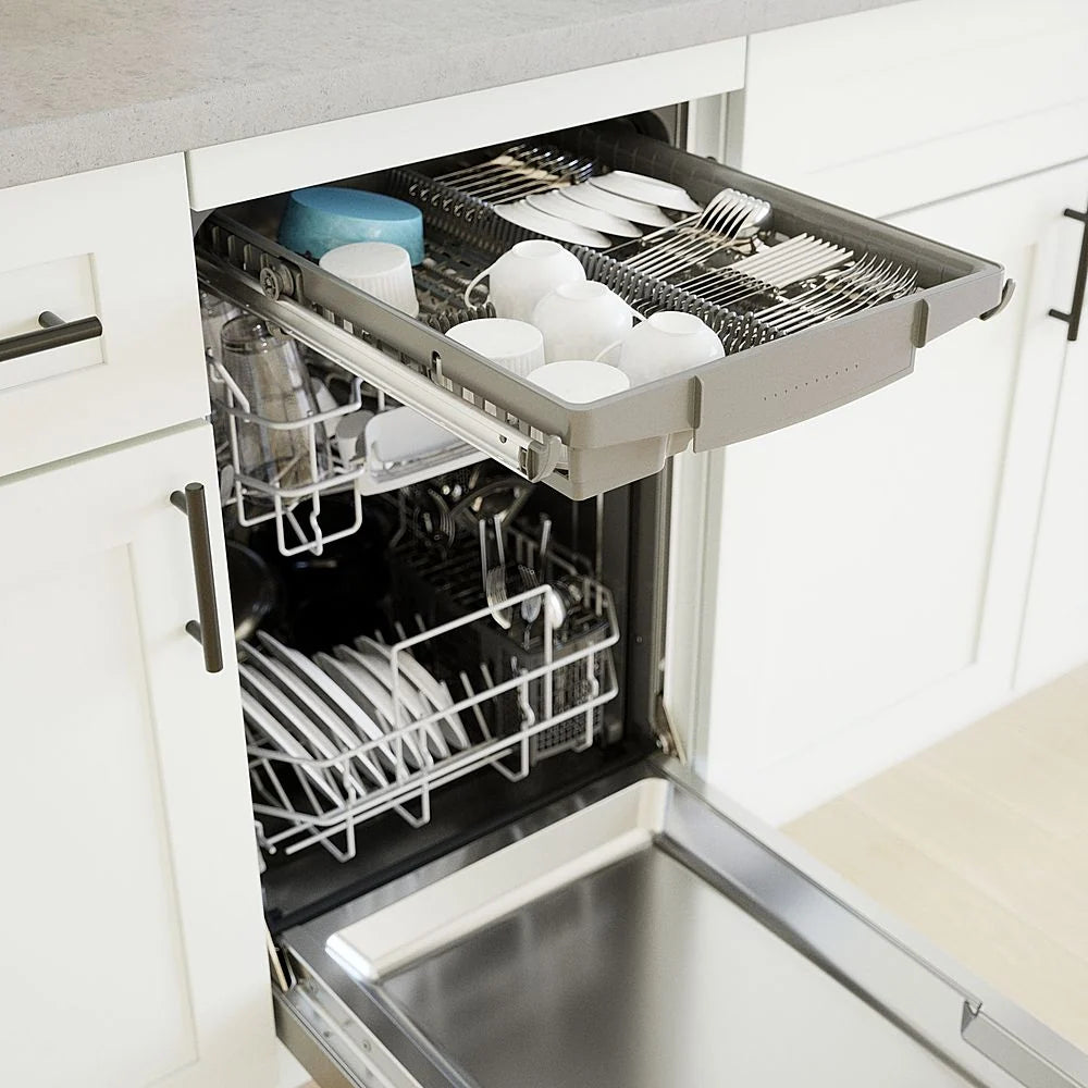 Bosch - 300 Series 18 Front Control Smart Built-In Dishwasher with 3rd Rack and 46 dBA - Silver