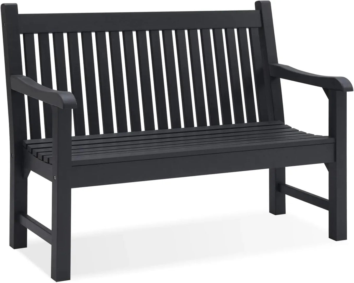 Psilvam Garden Bench, 2-Person Poly Lumber Patio Bench, All-Weather Outdoor Bench That Never Rot, Memorial Bench, Suit for Garden, Porch and Park (Black)