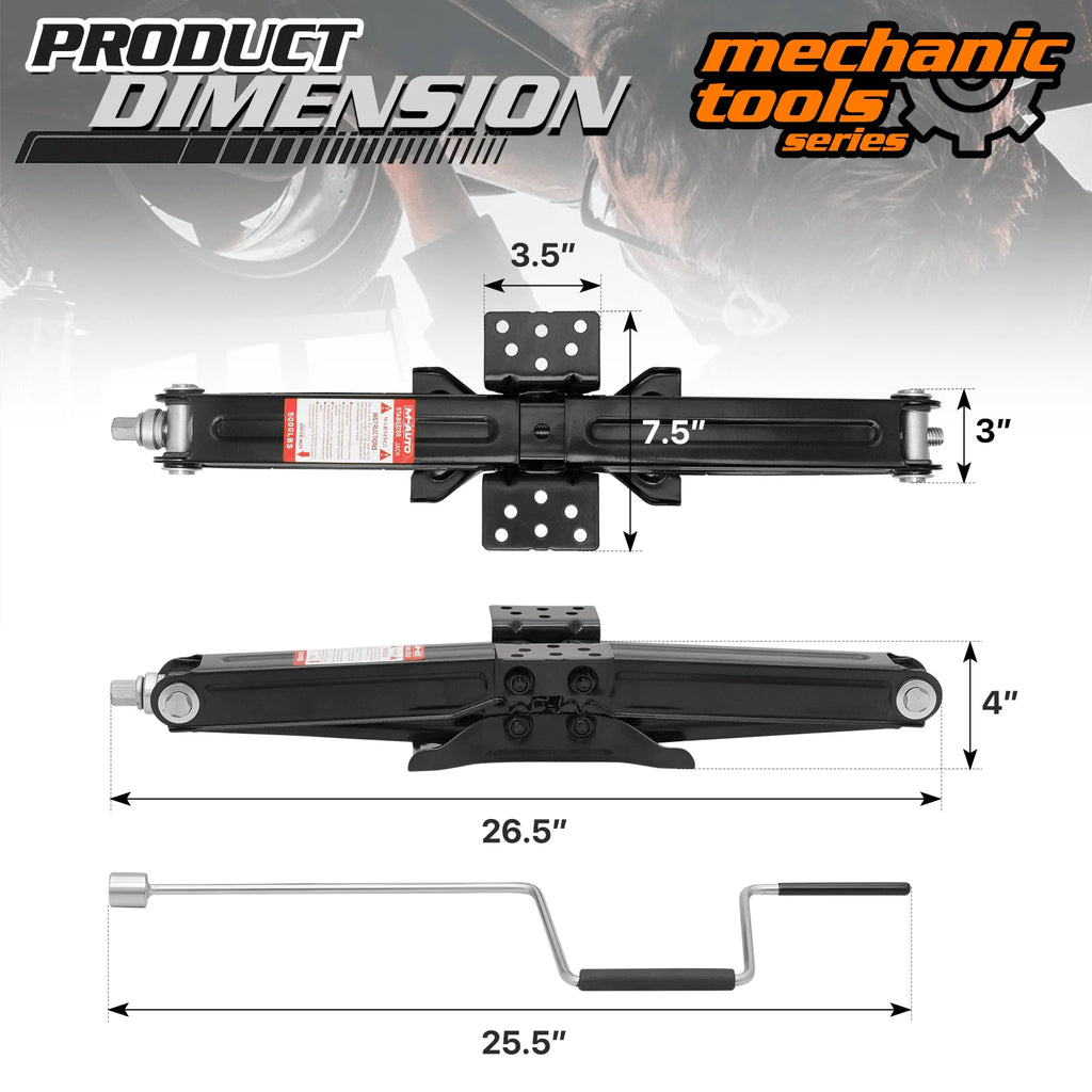 M-AUTO 2-Piece 2.5 Ton Scissor Jack, 5000lbs Heavy Duty Car Jack Lift Kit with Handle, RV Trailer Stabilizer Leveling Scissor Jacks Set, Black