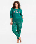 Breathable Crewneck Pajama Set with Side Pockets and Long Sleeves, Festive Holiday Print