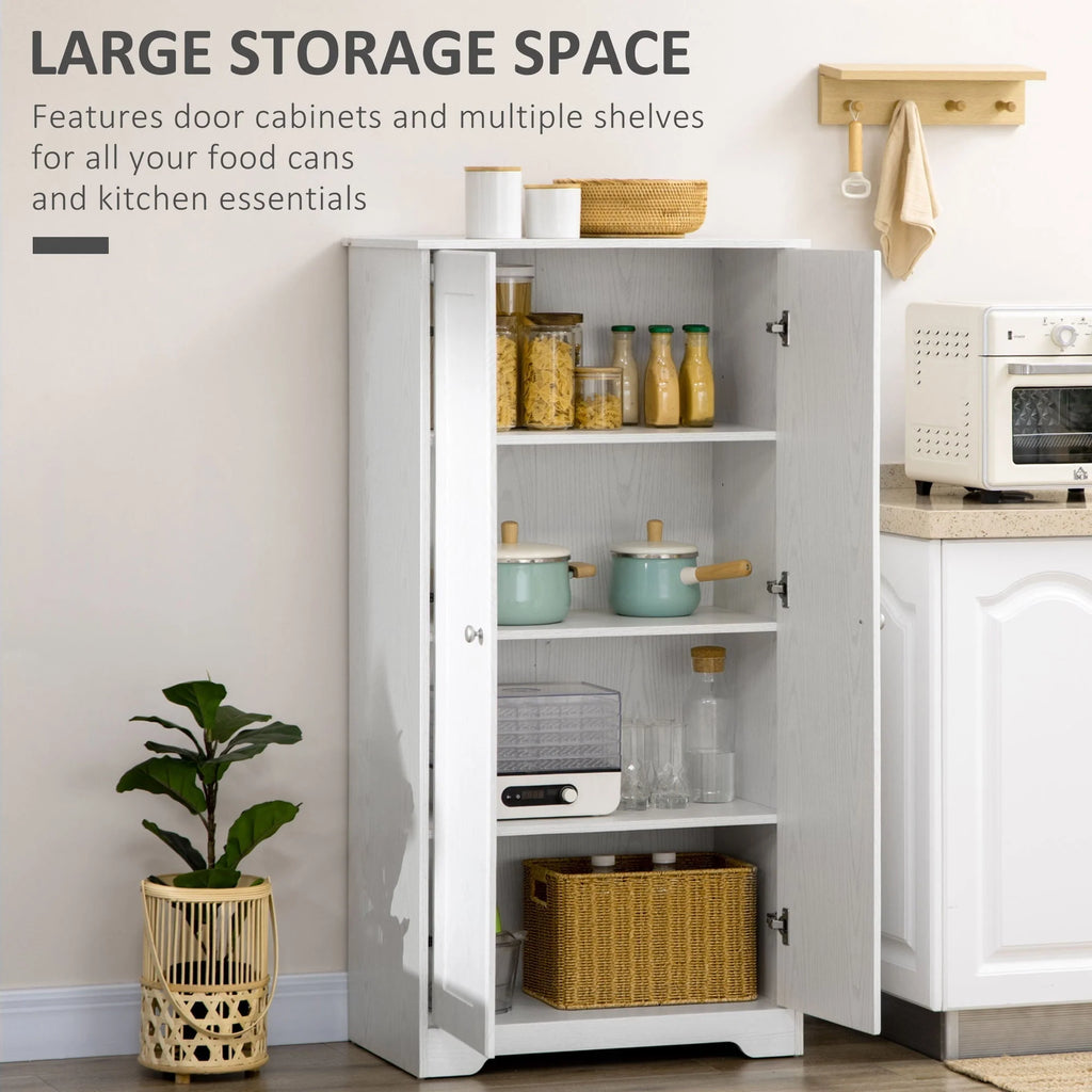 HOMCOM Kitchen Pantry, Freestanding Cupboard with Adjustable Shelves White
