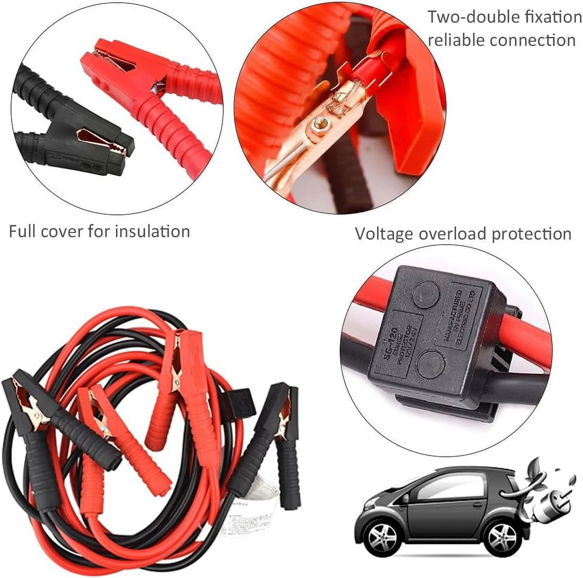 3000A 6M Jump Leads Jump Leads Booster Cables Start Firing Line Power Wire Copper Clip Clamp Boost Cord
