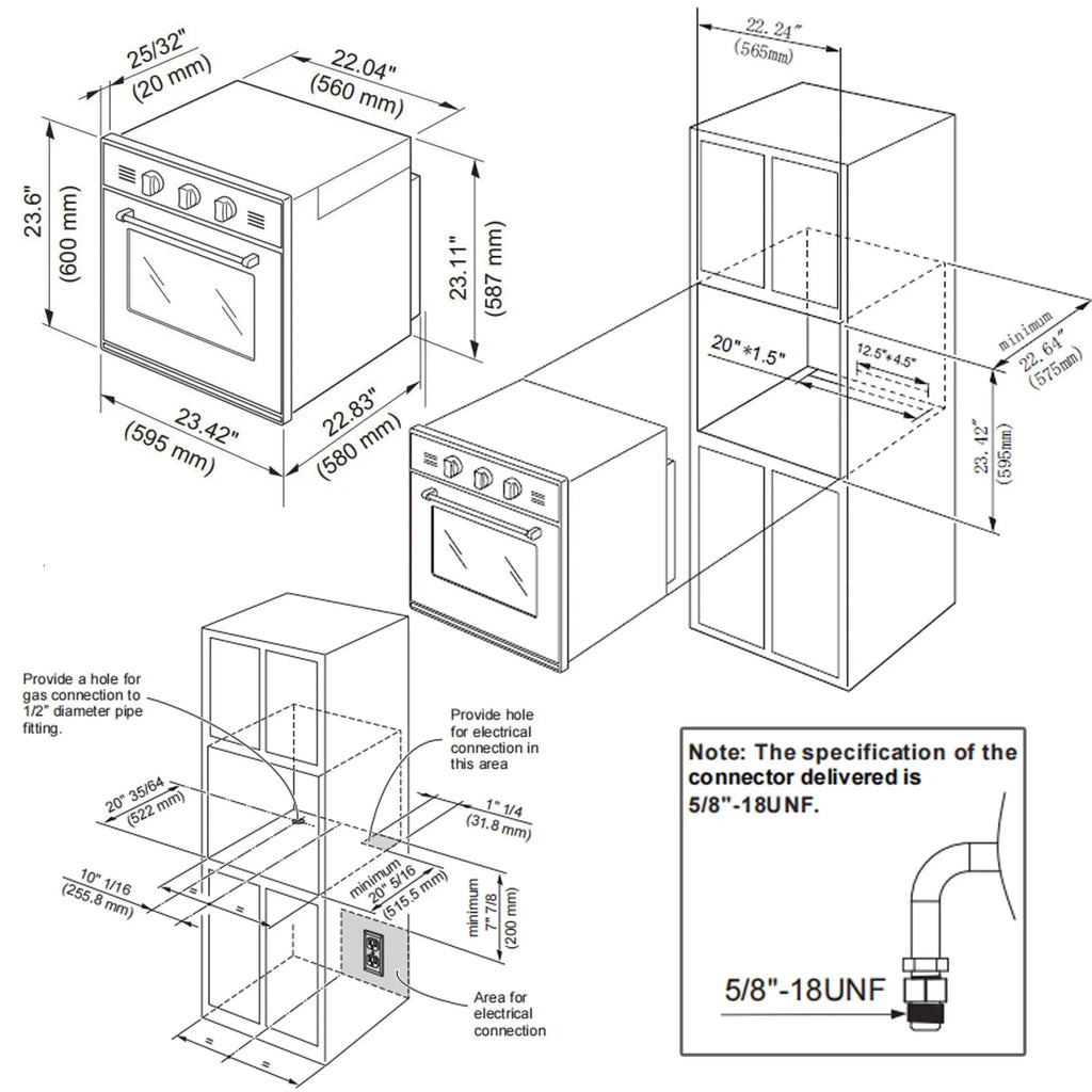 Empava 24-inch 2.3 Cu.ft. Single Propane Gas Wall Oven - Convection Fan in Stainless Steel - EMPV-24WO11L