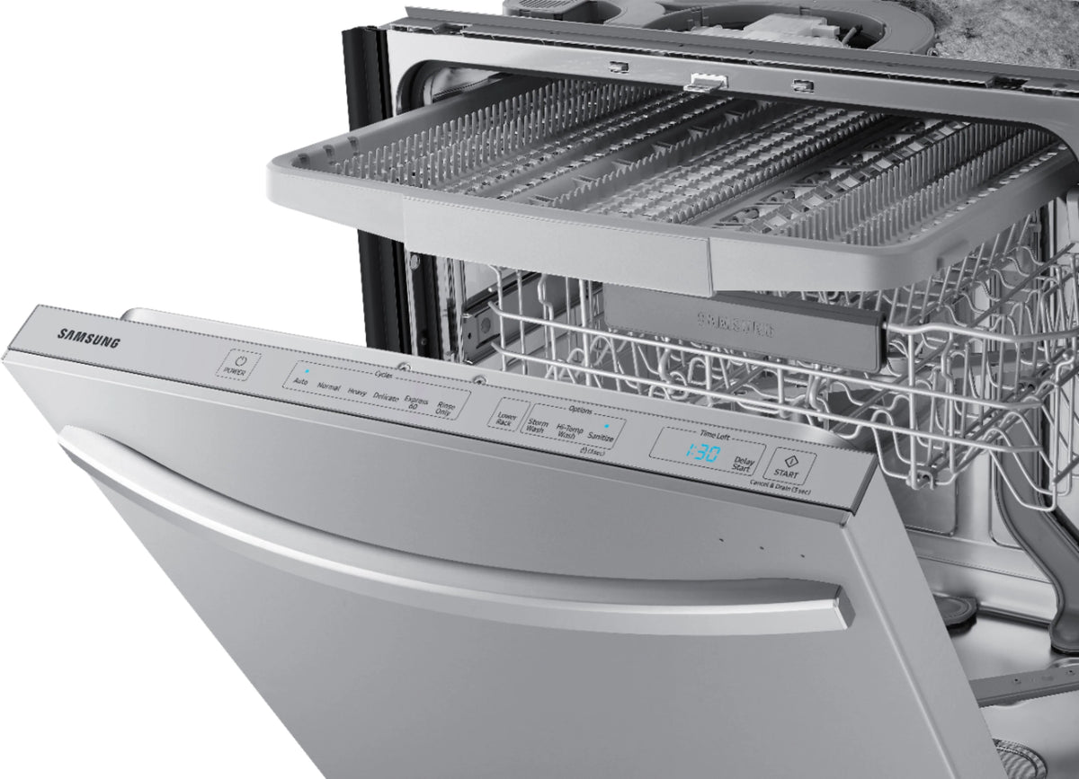 Samsung - StormWash 24 Top Control Built-In Dishwasher with AutoRelease Dry, 3rd Rack, 42 dBA - Stainless steel