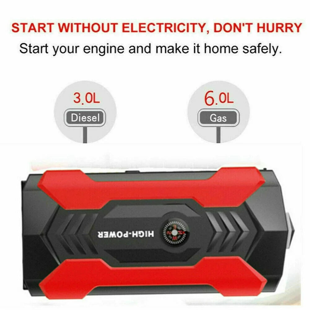 Car Jump Starter, 600A Peak 99800mAh Portable Mini Slim Charger Power Bank (up to 12V 6.0L Gasoline Vehicles & 12V 3.0L Diesel Car) LED Flash Light Battery Booster