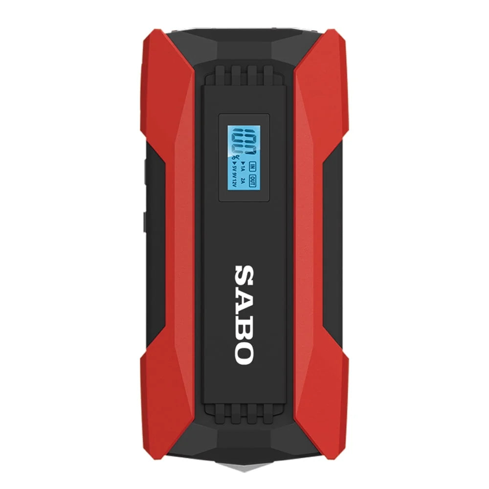 SABO 1200A Peaks 8000mAh Car Jump Starter 12.0V Automobile Battery Power Pack Support Low- Starts for Up to 4.0L Gas2.5L Diesels Engines with Digital DisplayDual USBSafety HammerLED /Multi